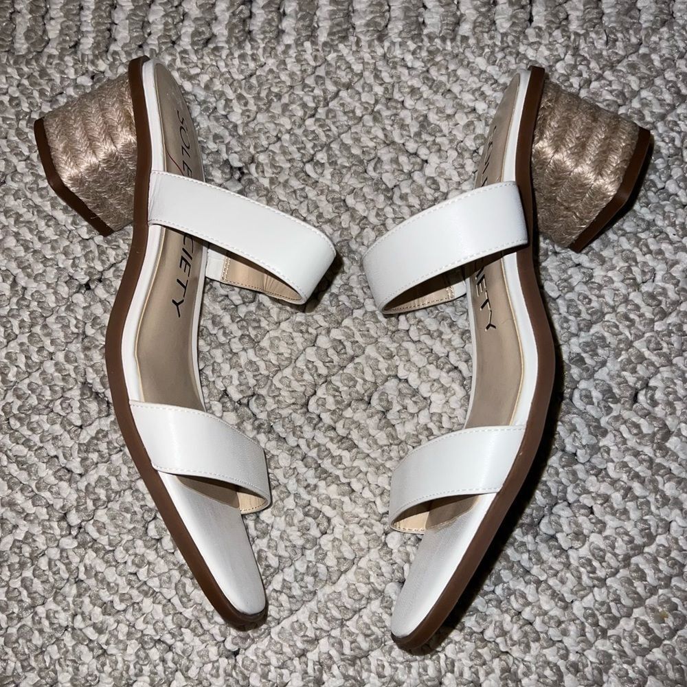 Sole Society White and Tan Sandals
